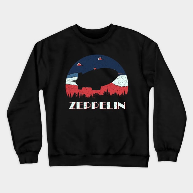 Zeppelin - Distressed Retro Design Crewneck Sweatshirt by Fusti